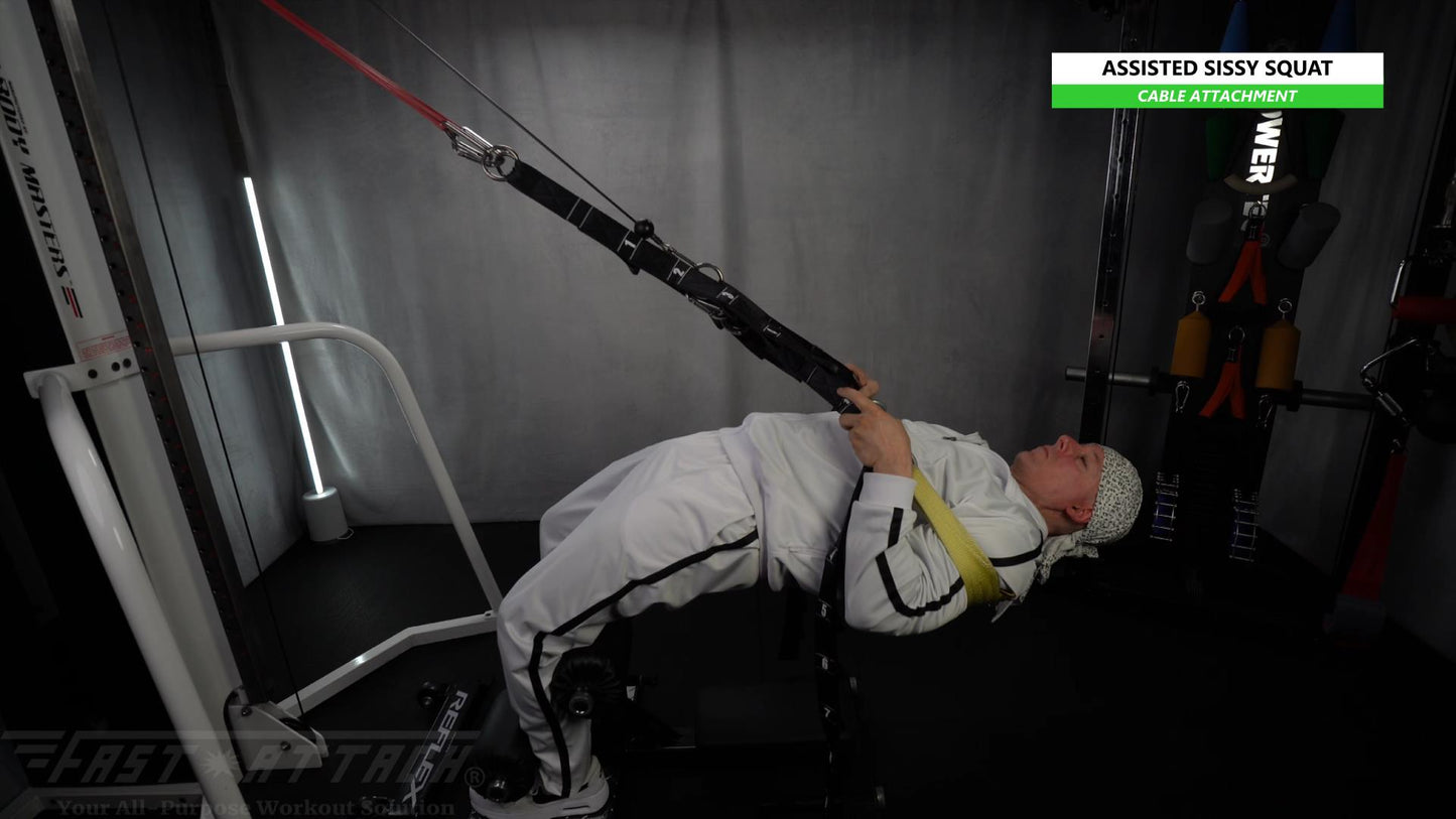 Fast-Attach Fitness Cable Attachment Assisted Sissy Squat Exercise