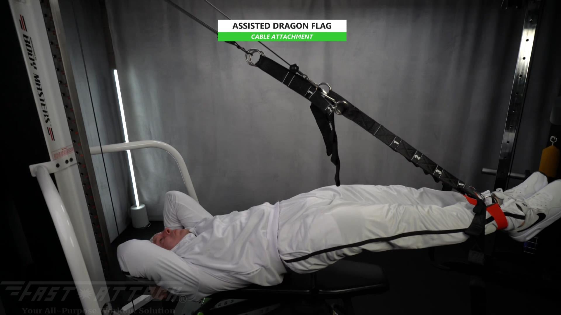 Fast-Attach Fitness Cable Attachment Assisted Dragon Flag Exercise