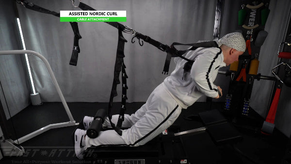 Fast-Attach Fitness Cable Attachment Assisted Nordic Curl Exercise