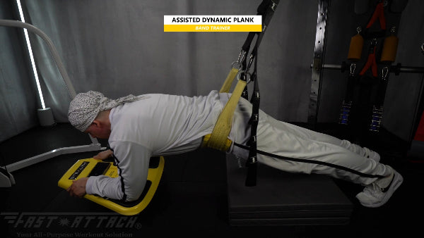 Fast-Attach Fitness Band Trainer Assisted Dynamic Plank Exercise