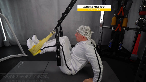 Fast-Attach Fitness Band Trainer Assisted Knee Tuck Exercise