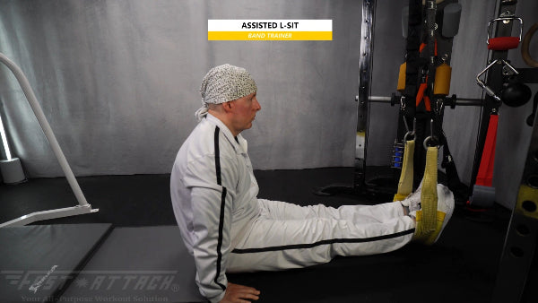 Fast-Attach Fitness Band Trainer Assisted L-Sit Exercise
