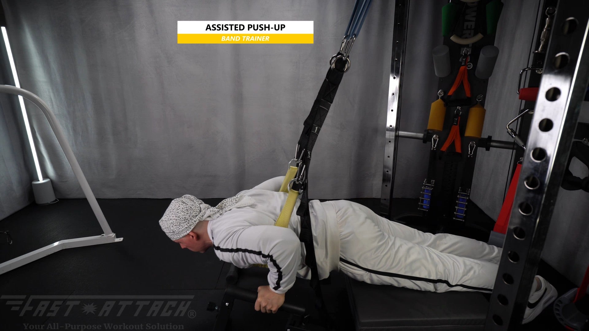 Fast-Attach Fitness Band Trainer Assisted Push-Up Exercise
