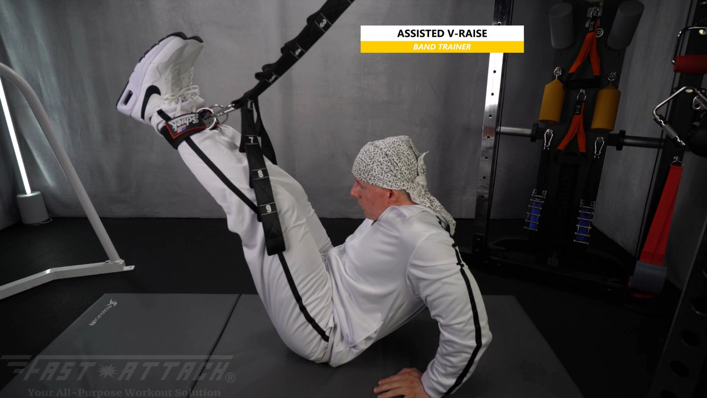 Fast-Attach Fitness Band Trainer Assisted V-Raise Exercise