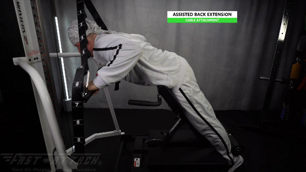Fast-Attach Fitness Cable Attachment Assisted Back Extension Exercise