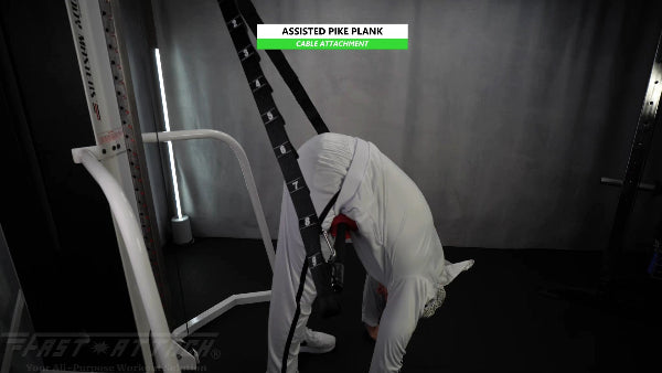 Fast-Attach Fitness Cable Attachment Assisted Pike Plank Exercise