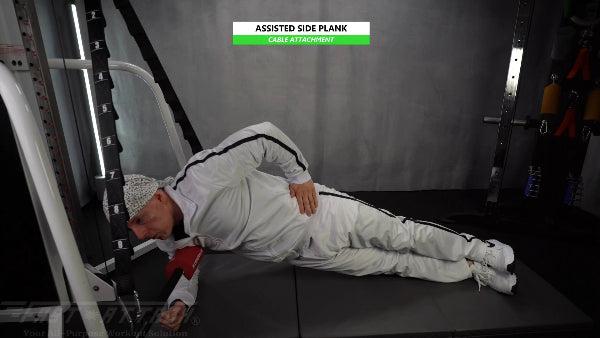 Fast-Attach Fitness Cable Attachment Assisted Side Plank Exercise