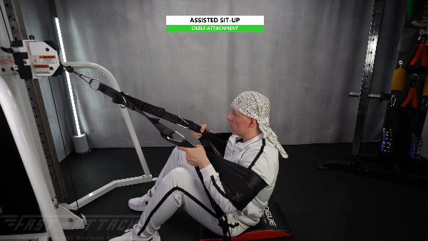 Fast-Attach Fitness Cable Attachment Assisted Sit-Up Exercise