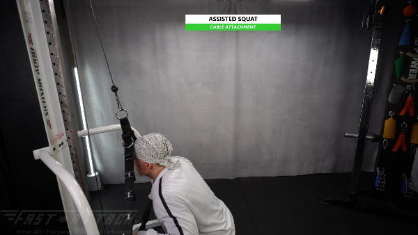 Fast-Attach Fitness Cable Attachment Assisted Squat Exercise