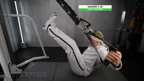 Fast-Attach Fitness Cable Attachment Assisted V-Up Exercise
