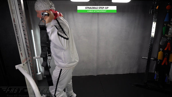 Fast-Attach Fitness Cable Attachment Straddle Step-Up Exercise