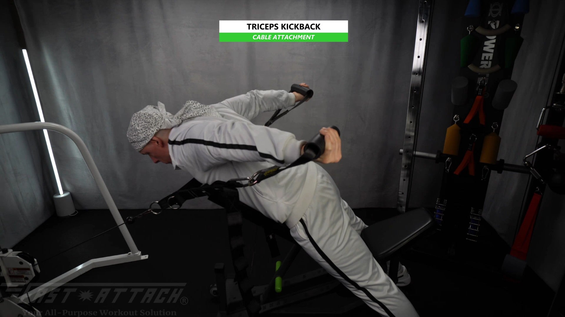 Fast-Attach Fitness Cable Attachment Triceps Kickback Exercise