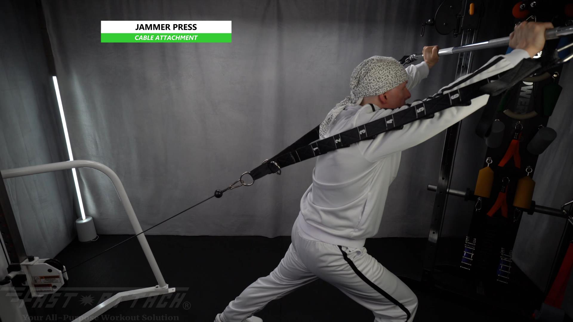 Fast-Attach Fitness Cable Attachment Jammer Press Exercise