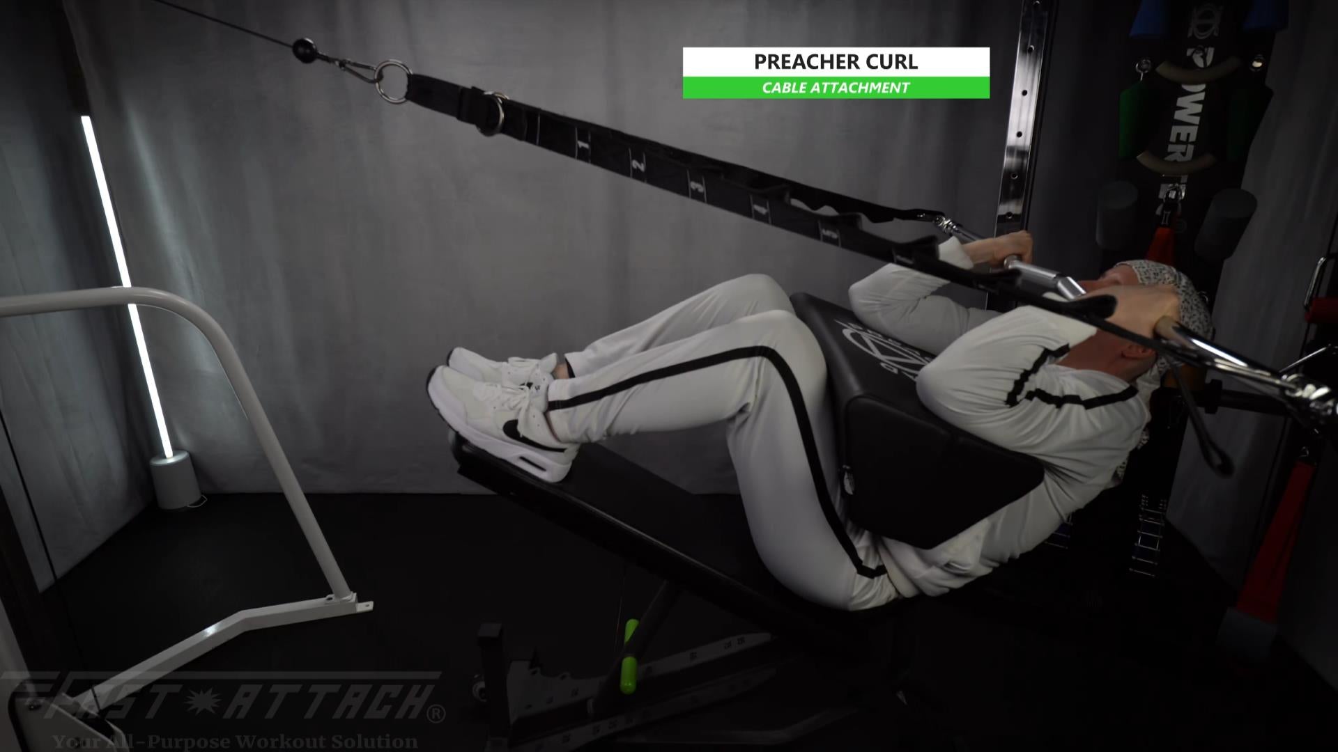 Fast-Attach Fitness Cable Attachment Preacher Curl Exercise