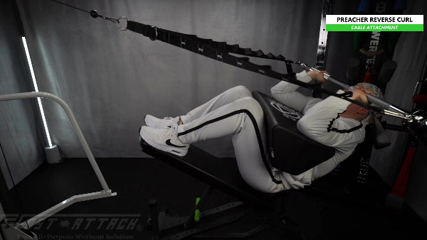 Fast-Attach Fitness Cable Attachment Preacher Reverse Curl Exercise