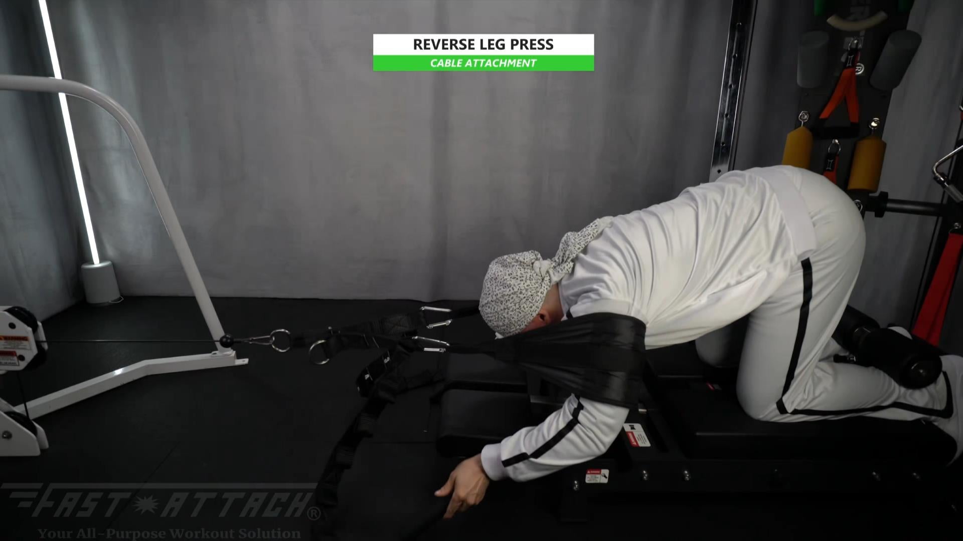 Fast-Attach Fitness Cable Attachment Reverse Leg Press Exercise