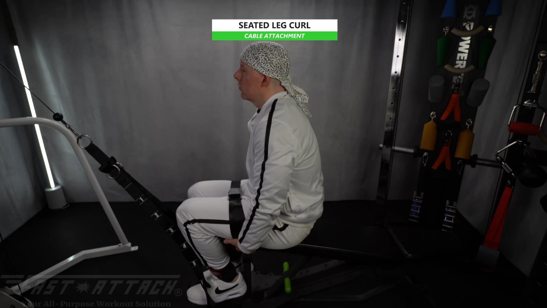 Fast-Attach Fitness Cable Attachment Seated Leg Curl Exercise