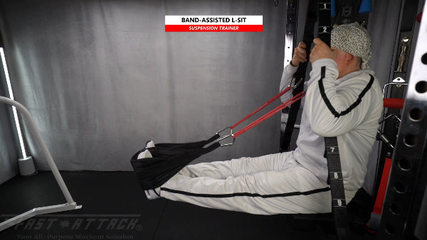 Fast-Attach Fitness Suspension Trainer Band-Assisted L-Sit Exercise