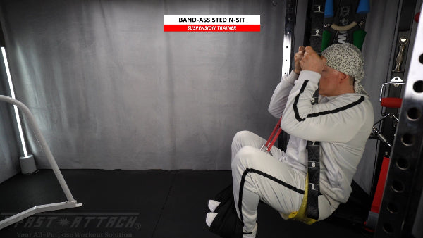 Fast-Attach Fitness Suspension Trainer Band-Assisted N-Sit Exercise