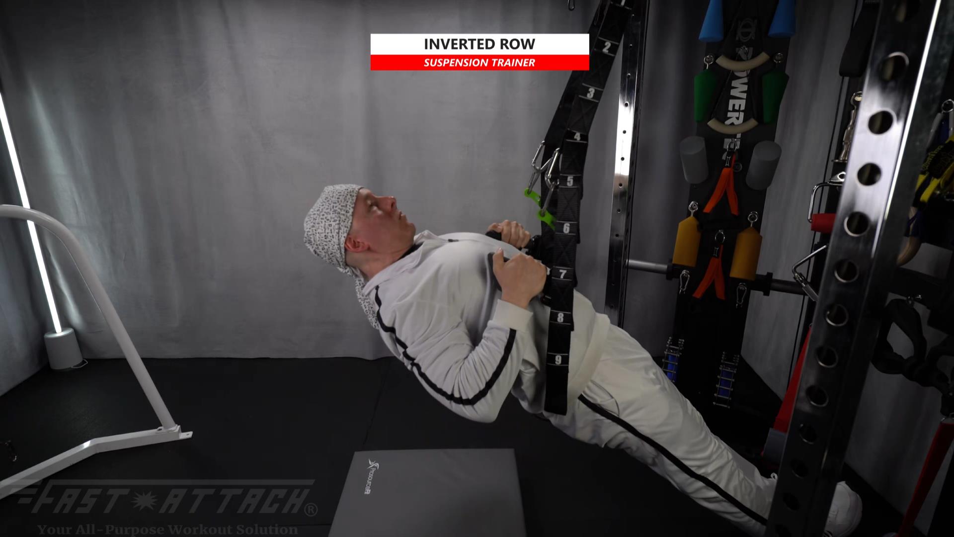Fast-Attach Fitness Suspension Trainer Inverted Row Exercise