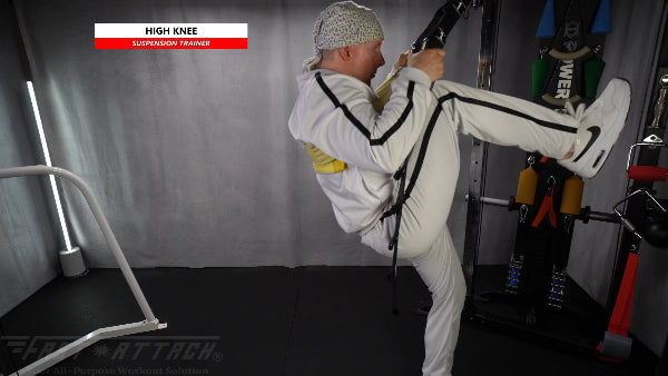 Fast-Attach Fitness Suspension Trainer High Knee Exercise