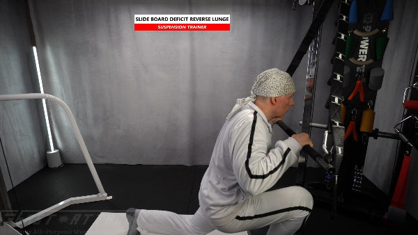Fast-Attach Fitness Suspension Trainer Slide Board Deficit Reverse Lunge Exercise