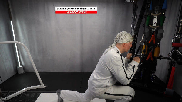 Fast-Attach Fitness Suspension Trainer Slide Board Reverse Lunge Exercise
